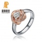 AP珠宝 豪华女戒钻戒纯18K金30分-1卡可订铂金镶 双色扭花南非钻